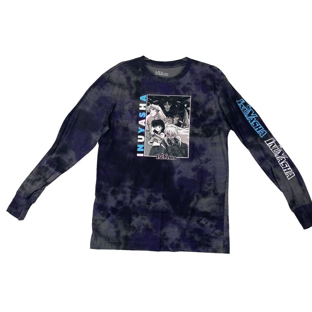 INUYASHA Long Sleeve Graphic Print‎ T-Shirt, Men's, Tie Dye Cloud, Anime Logo, L